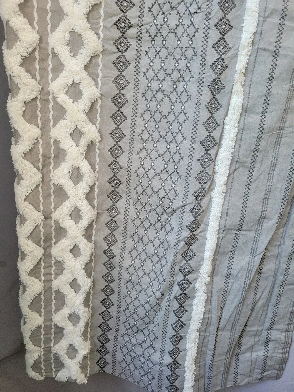 Ink + Ivy Imani Cotton Printed Single Curtain Panel Chenille Stripe Gray 50 x 95